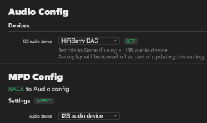 I2S DAC = ON, Hifiberry DAC